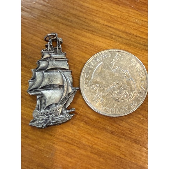 Vintage Nautical Tall Ship Cutter Pendant Pewter Nautical Sailing - Picture 3 of 3